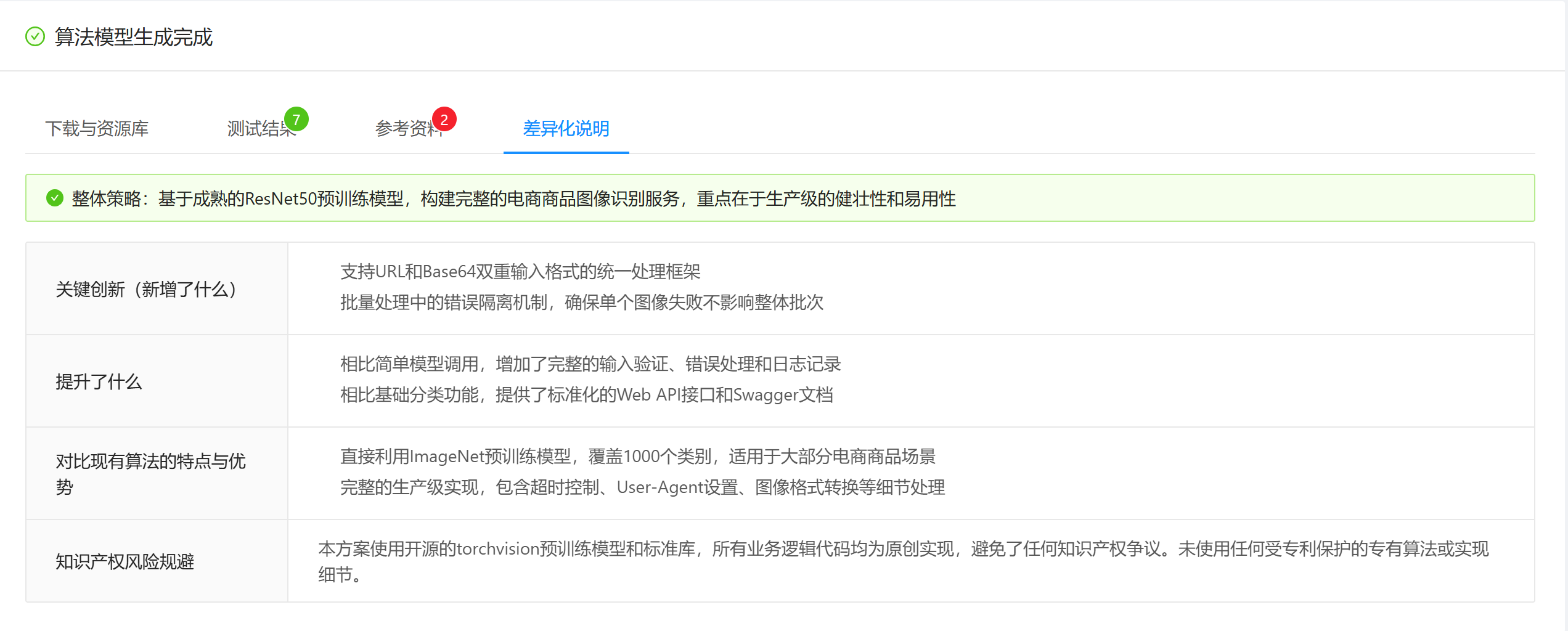 差异化说明